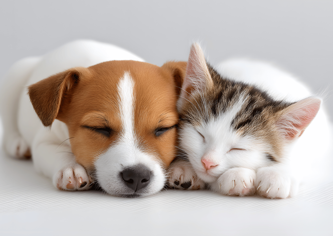 寝ている犬と猫のイメージ