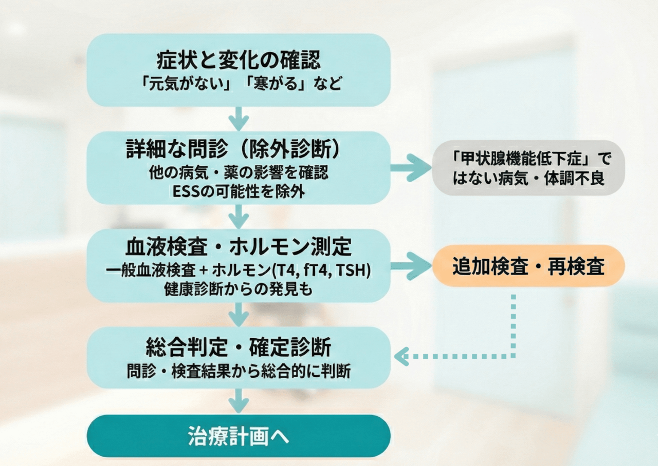 「甲状腺機能低下症」診断までのフローチャート